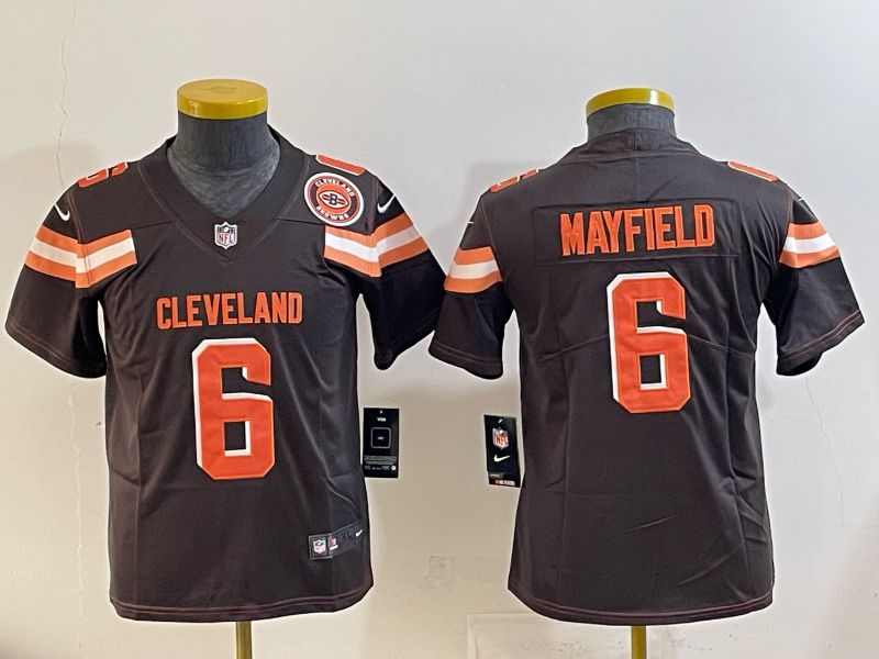 Youth 2025 Nike Cleveland Browns #6 Mayfiels brown Retro Limited NFL Jersey style 03->youth nfl jersey->Youth Jersey